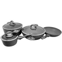Oster Caswell 7 Piece Aluminum Cookware Set in Grey Marble