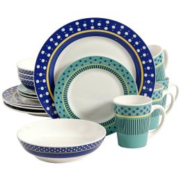 Gibson Home Lockhart 16 Piece Round Stoneware Dinnerware Set