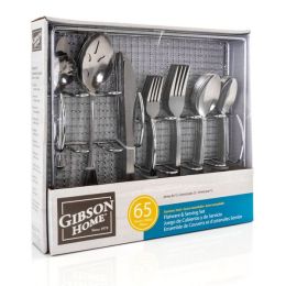 Gibson Home South Bay 65 Piece Stainless Steel Flatware Service Set with Wire Caddy