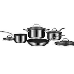 THE ROCK by Starfrit Stainless Steel Non-Stick 8-Piece Cookware Set with Stainless Steel Handles