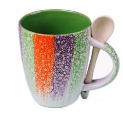 Creative Ceramic Coffee Mug/ Coffee Cup With Colorful Printing (ByColor: green)