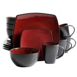 Gibson Soho Lounge Square 16-piece dinnerware set (by color: red)